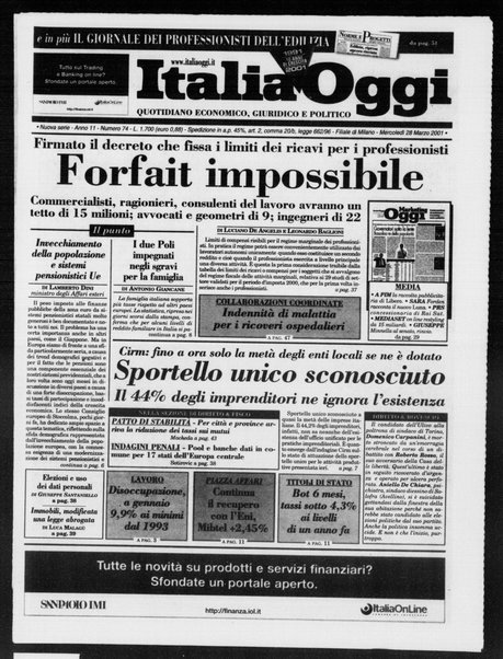 Italia oggi : quotidiano di economia finanza e politica